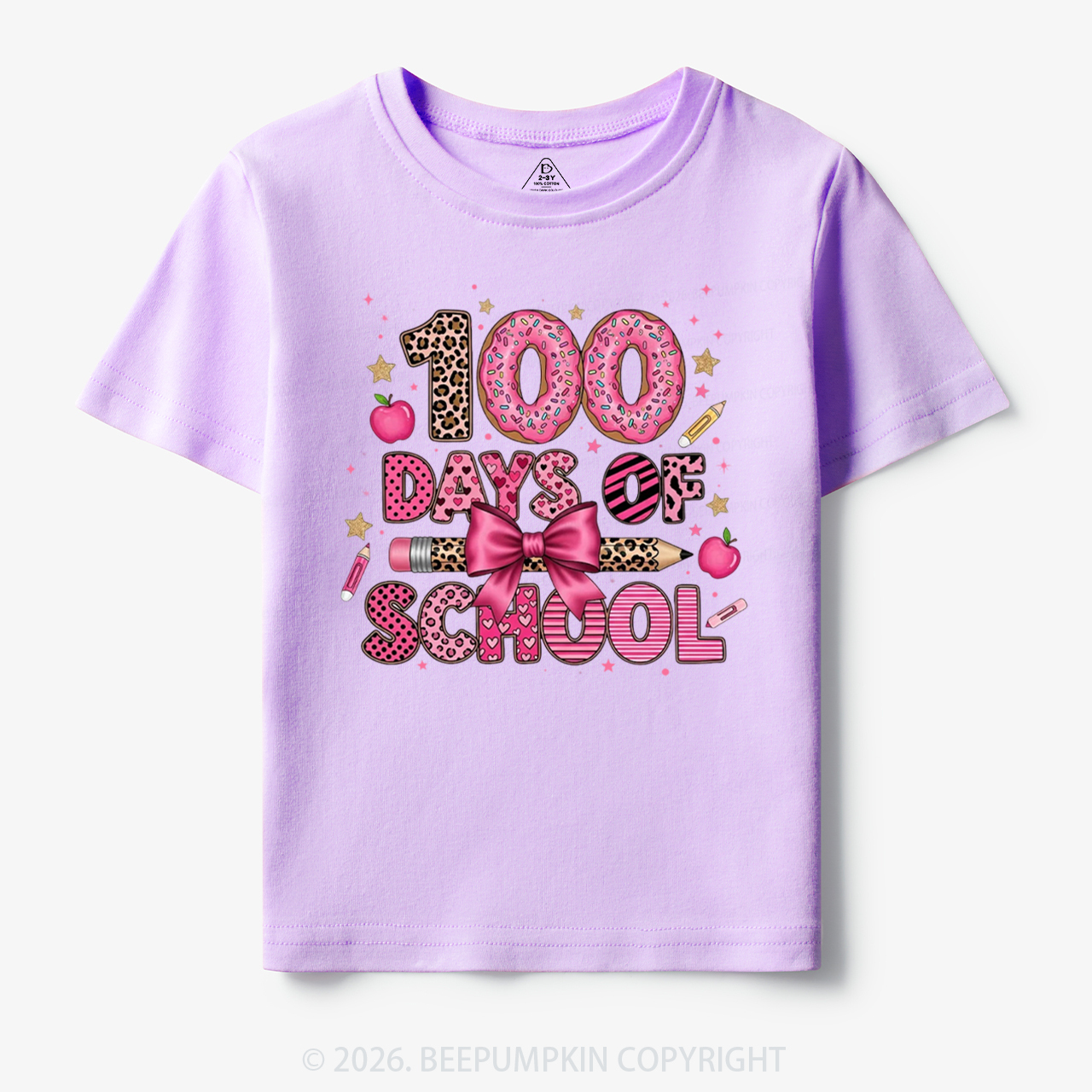 Preppy Pink Bow 100 Days Of School Toddler&Kid's Tees