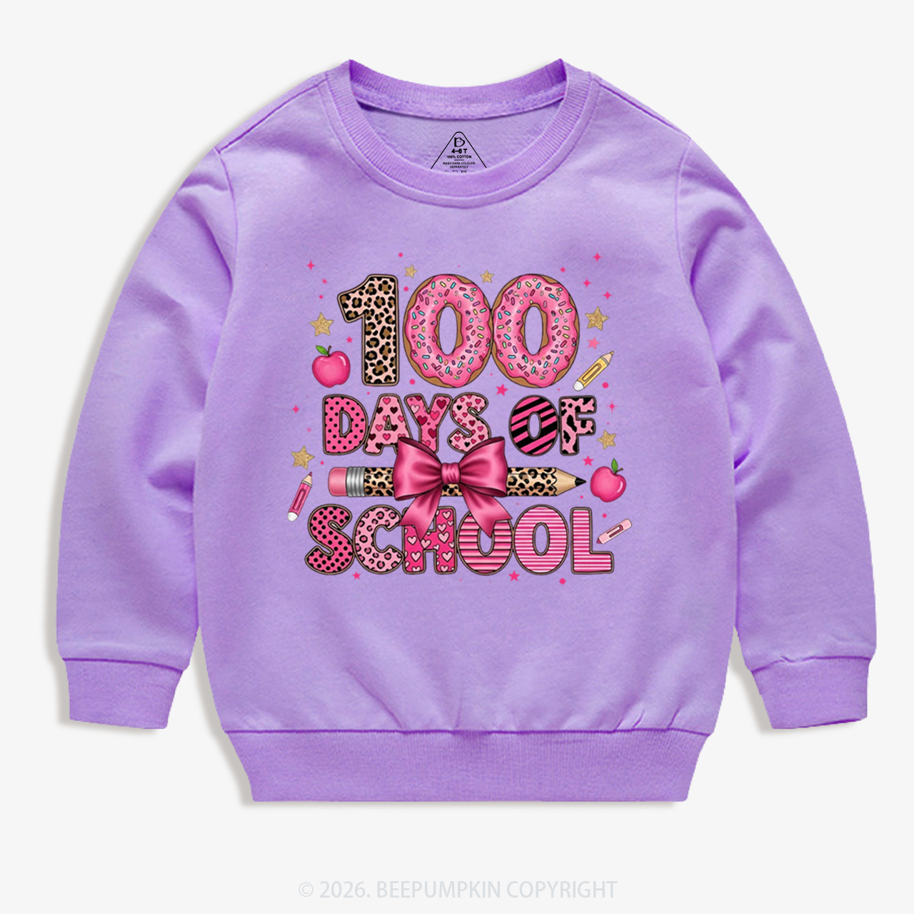 Preppy Pink Bow 100 Days Of School Toddler&Kid's Sweatshirt