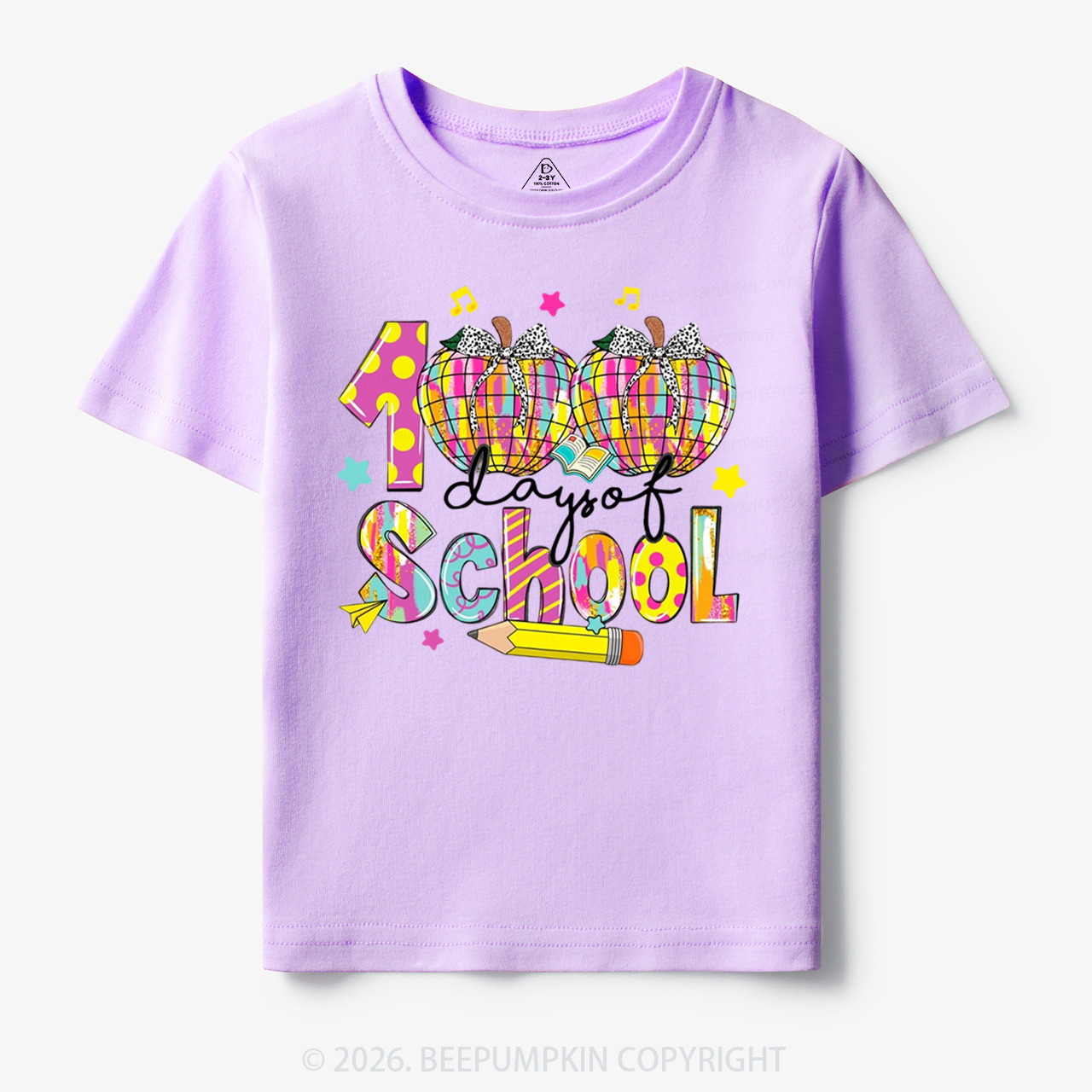 Bow & Plaid 100 Days of School Toddler&Kid's Tees