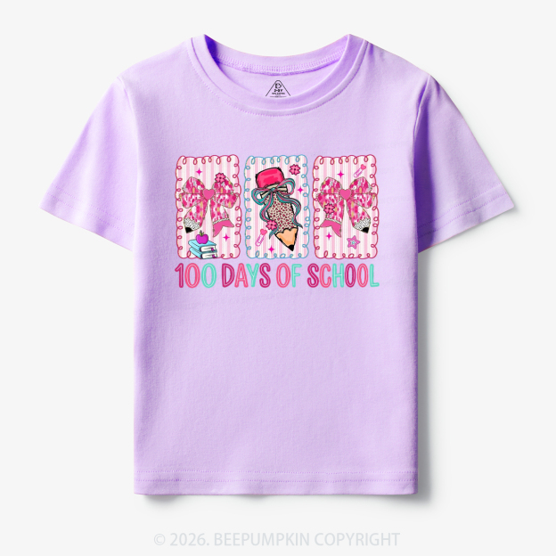 100 Days of School Coquette Bow Pencil Toddler&Kid's Tees