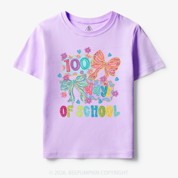 Sparkly Bow 100 Days of School Toddler&Kid's Tees