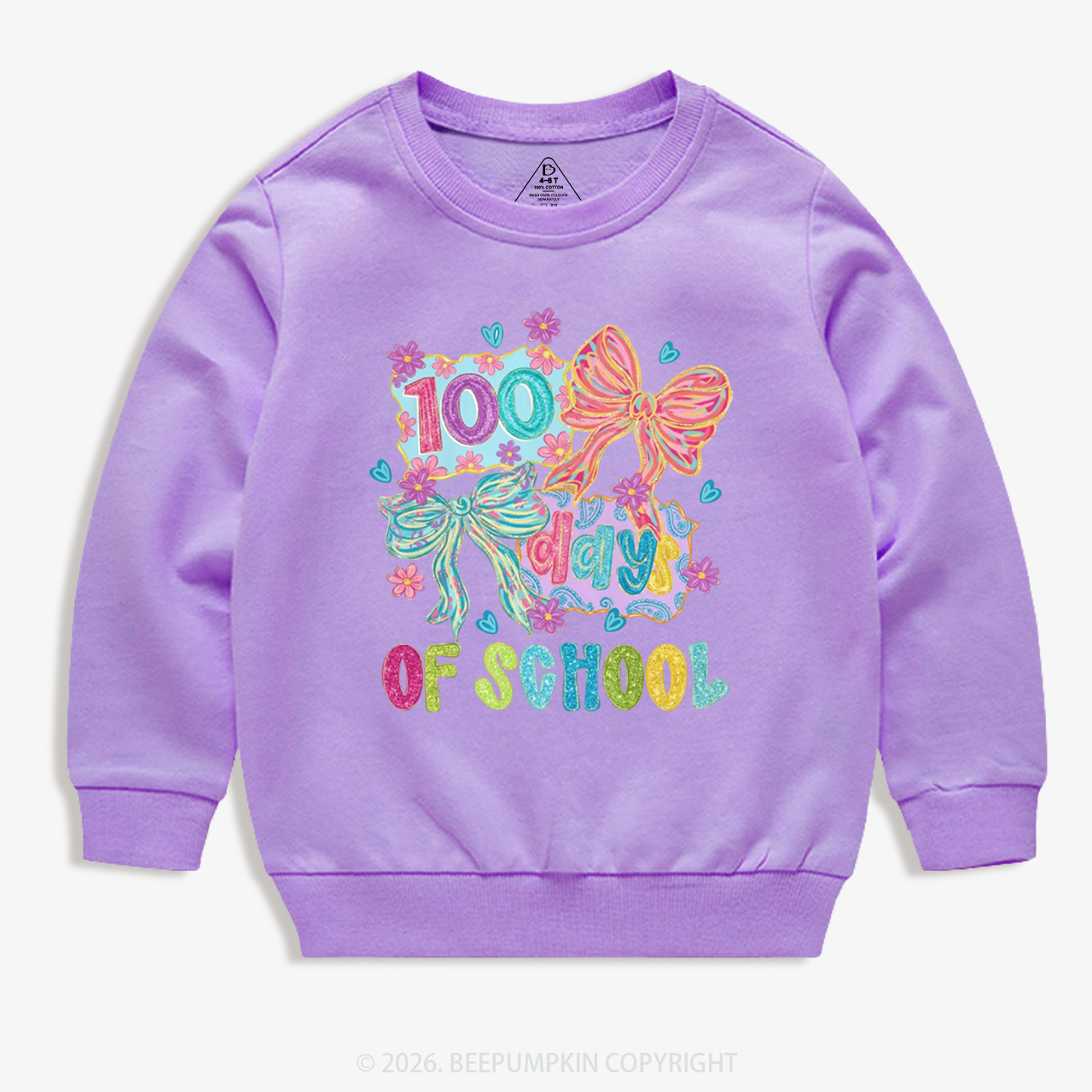 Sparkly Bow 100 Days of School Toddler&Kid's Sweatshirt
