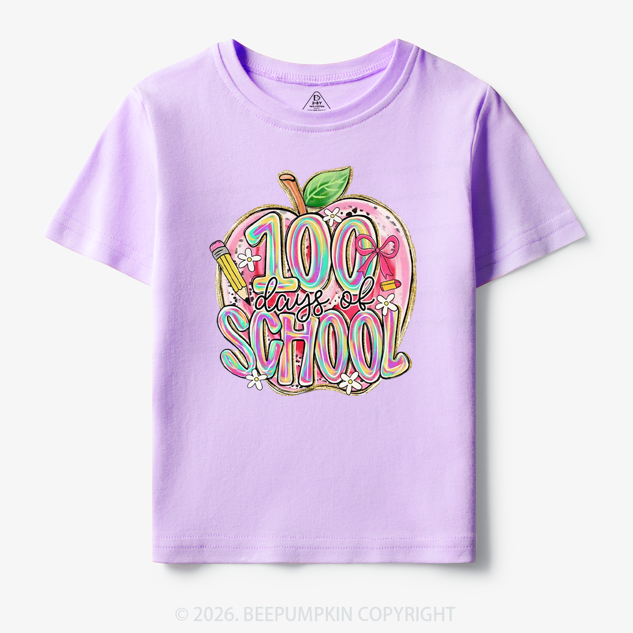 Pink Apple 100 Days of School Toddler&Kid's Tees