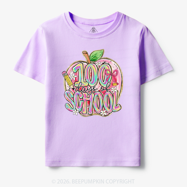 Pink Apple 100 Days of School Toddler&Kid's Tees