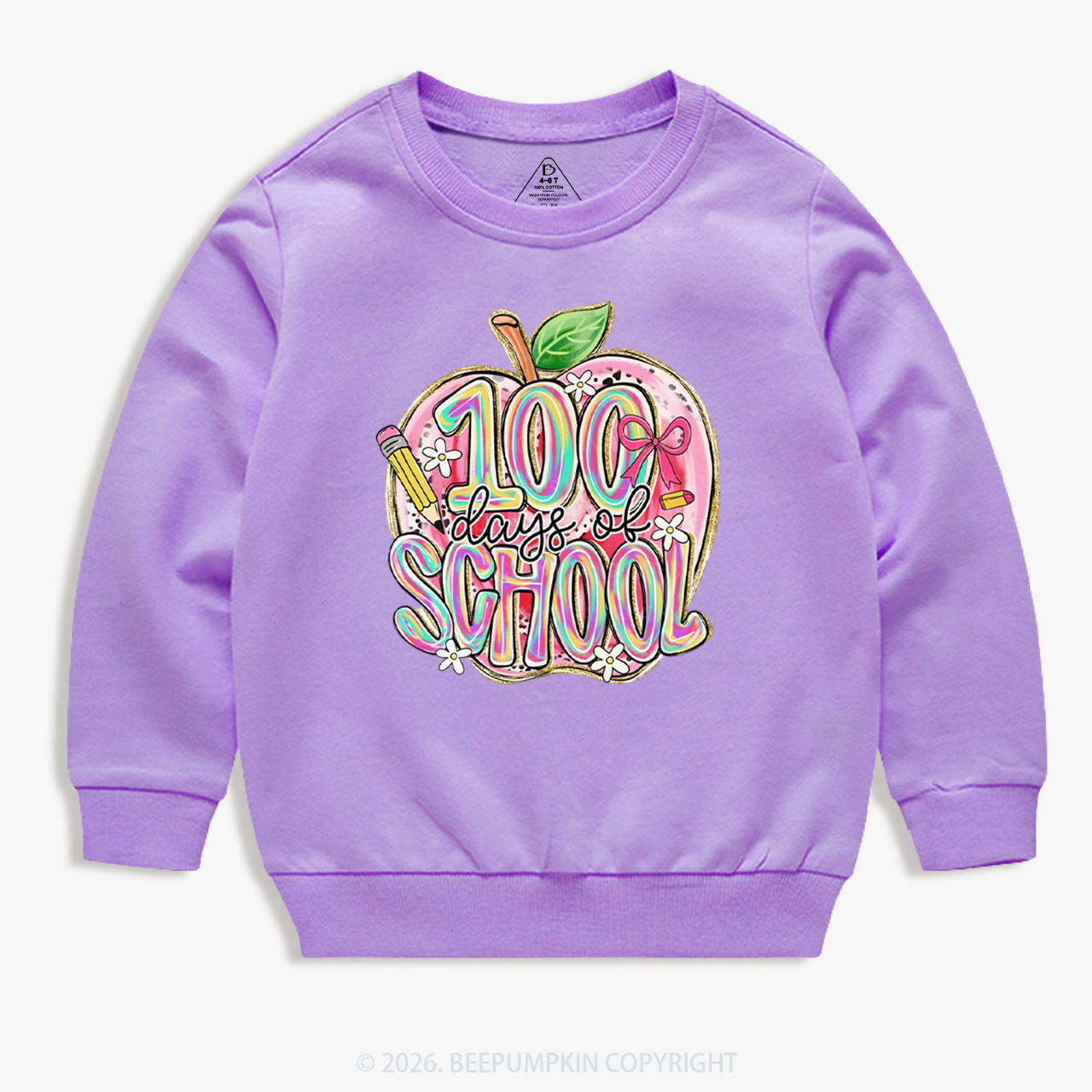 Pink Apple 100 Days of School Toddler&Kid's Sweatshirt