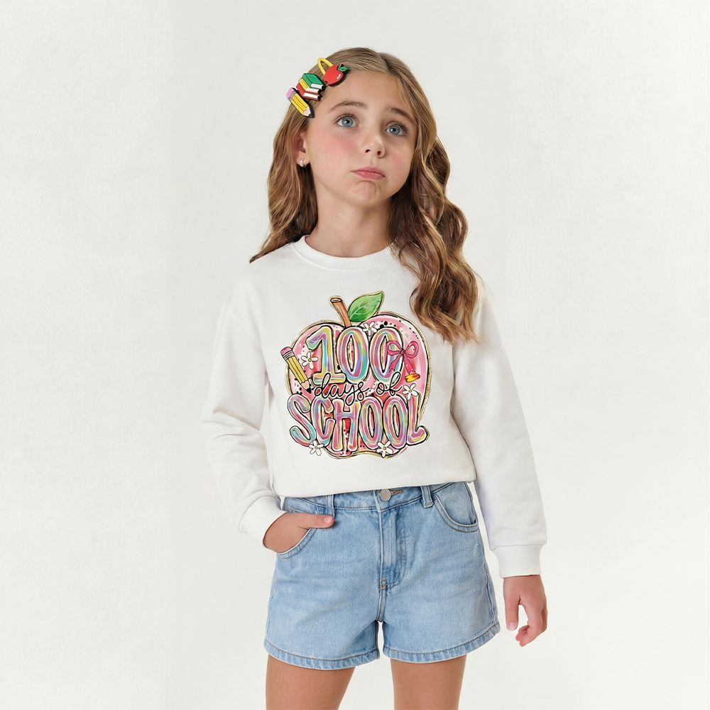 Pink Apple 100 Days of School Toddler&Kid's Sweatshirt