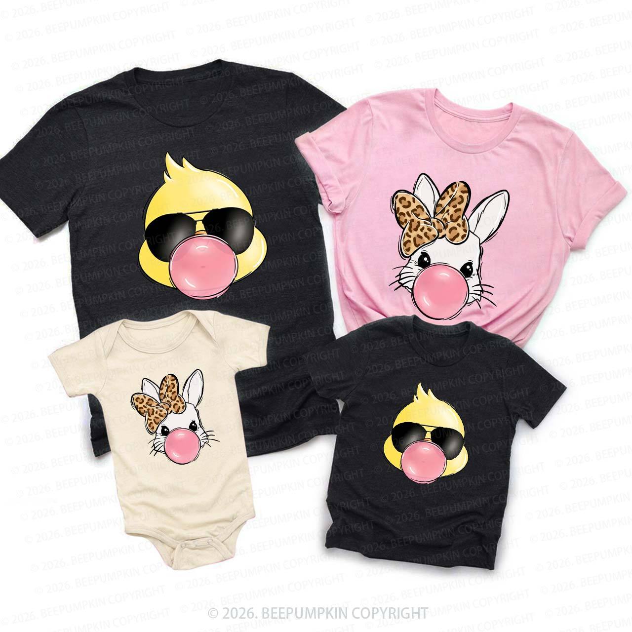 Personalized Chick & Bunny Easter Family Matching T-Shirts