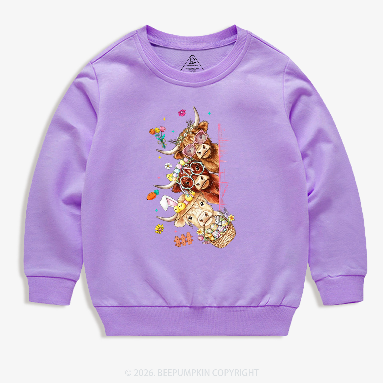 Easter Day Highland Cow&Bunny Kid's Sweatshirt