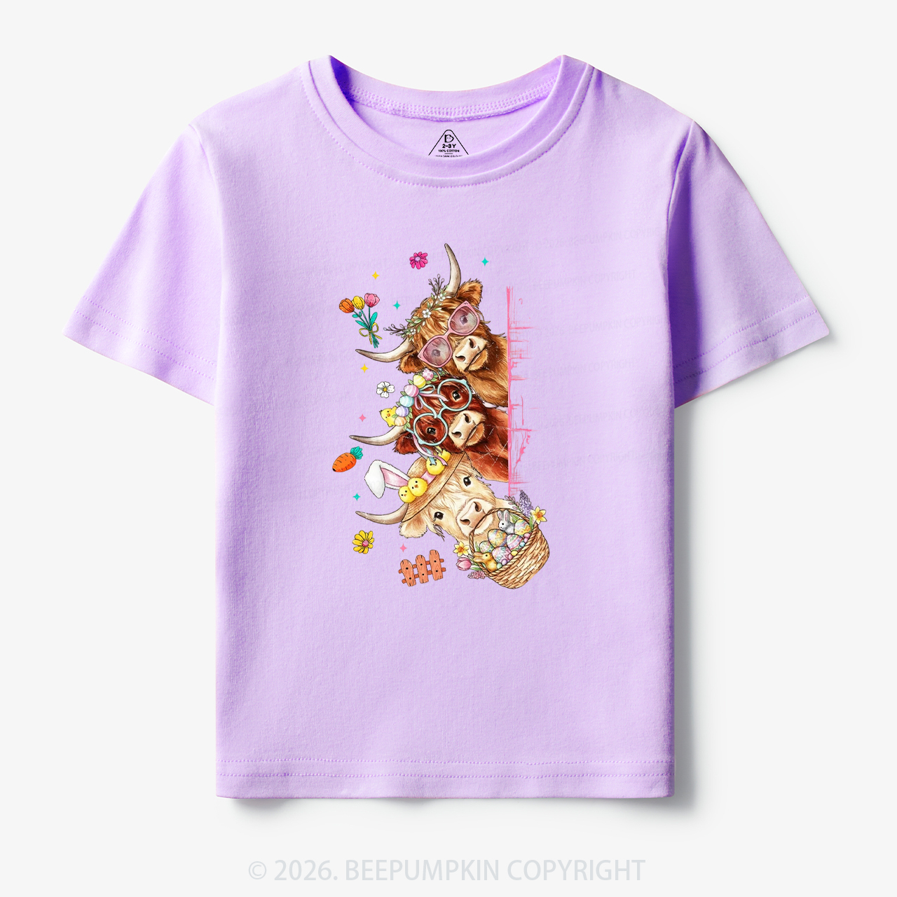 Easter Day Highland Cow&Bunny Toddler&Kid's Tees