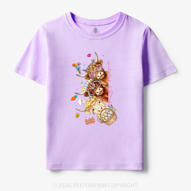 Easter Day Highland Cow&Bunny Toddler&Kid's Tees