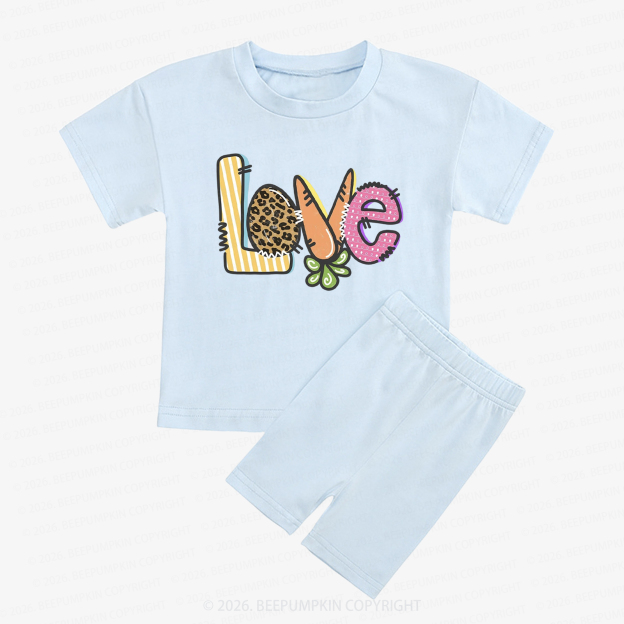 Easter Carrot Love Kids Biker Shorts&Tee