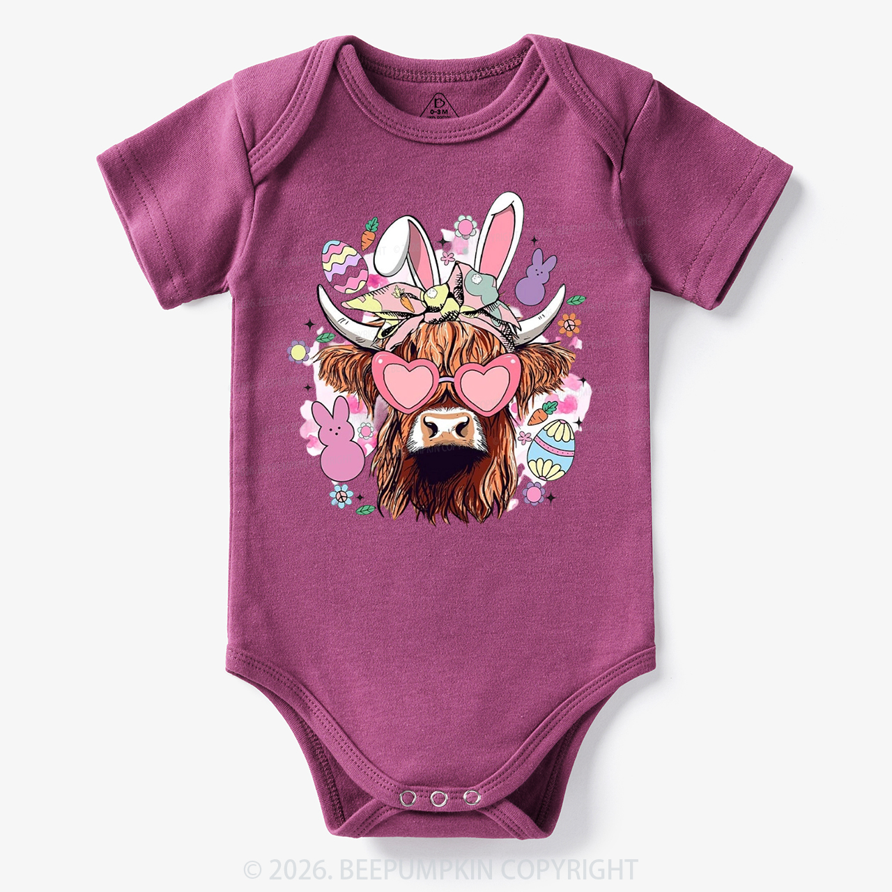 Easter Cute Highland Cow Bodysuit