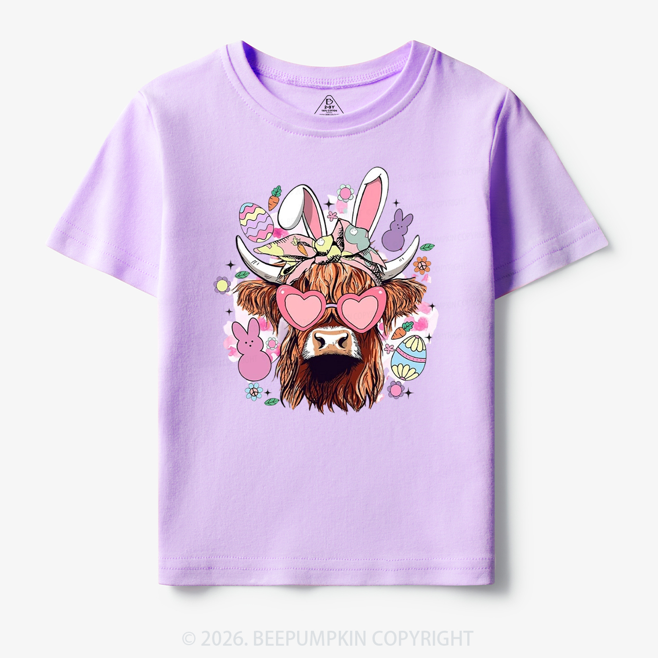 Easter Cute Highland Cow Toddler&Kid's Tees