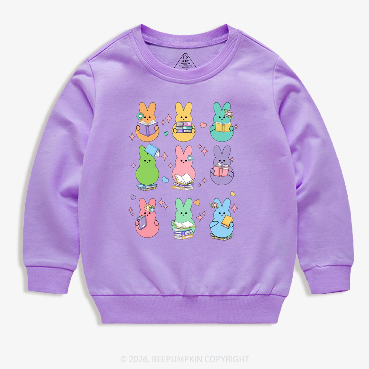 Easter Bunnies Reading Books Kid's Sweatshirt