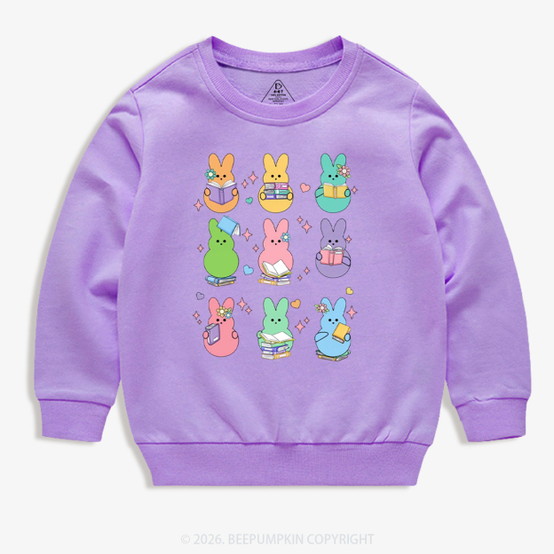 Easter Bunnies Reading Books Kid's Sweatshirt