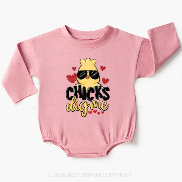 Chicks Dig Me Easter Baby Bubble Romper