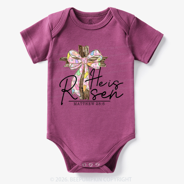 He Is Risen Easter Coquette Bow Bodysuit