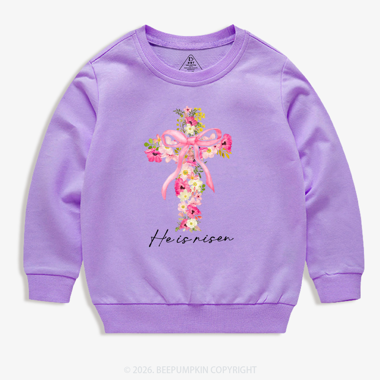 He Is Risen Easter Floral Kid's Sweatshirt