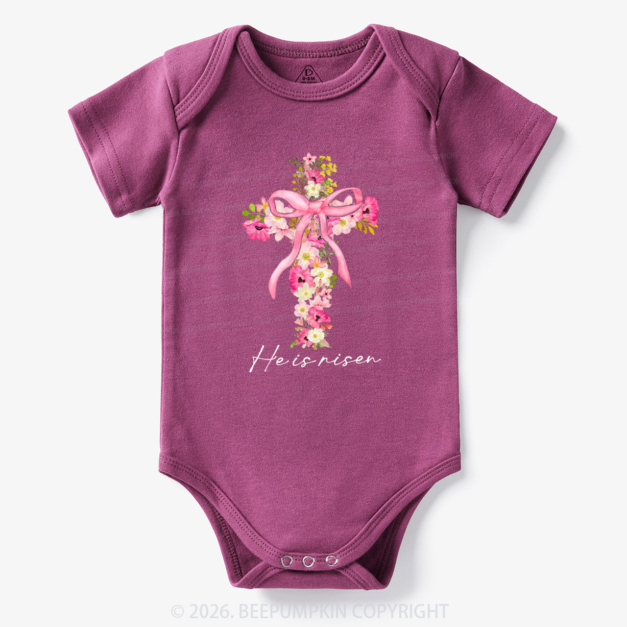 He Is Risen Easter Floral Bodysuit