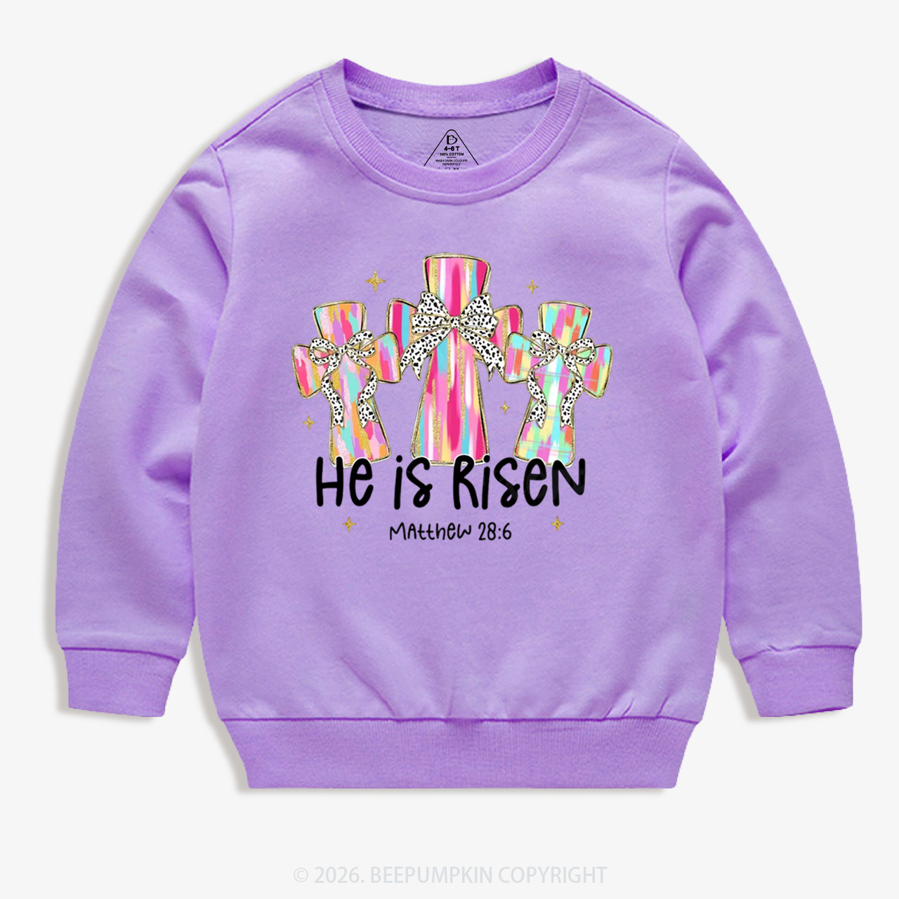 He Is Risen Easter Cross Kid's Sweatshirt