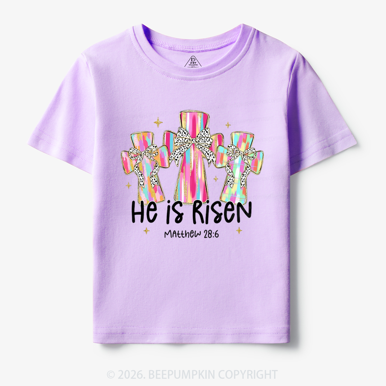 He Is Risen Easter Cross Toddler&Kid's Tees
