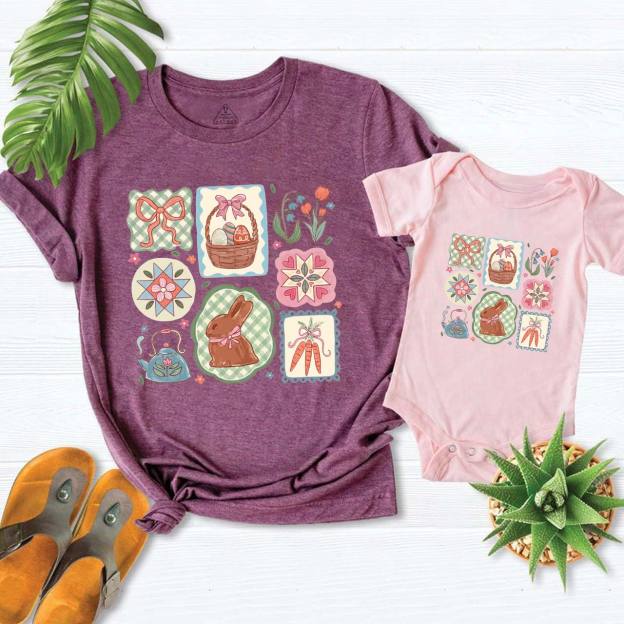 Pastel Easter Basket Mom&Me Matching Tees