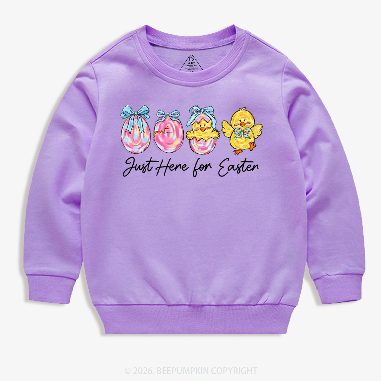 Just Here For Easter Pastel Eggs Coquette Kid's Sweatshirt