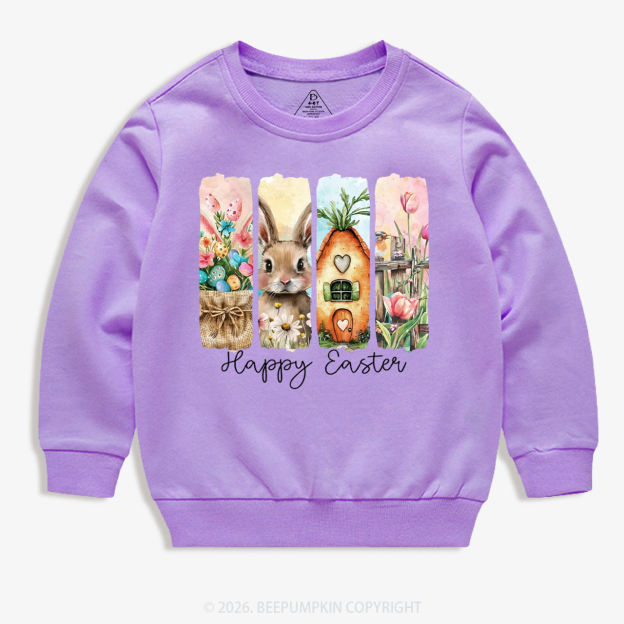 Happy Easter Floral Spring Kid's Sweatshirt
