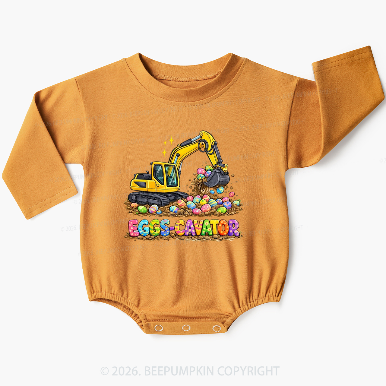 Eggs-Cavator Excavator Easter Baby Bubble Romper