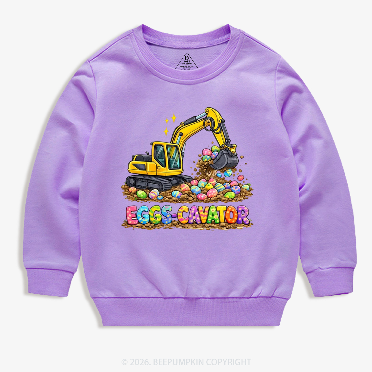 Eggs-Cavator Excavator Easter Kid's Sweatshirt