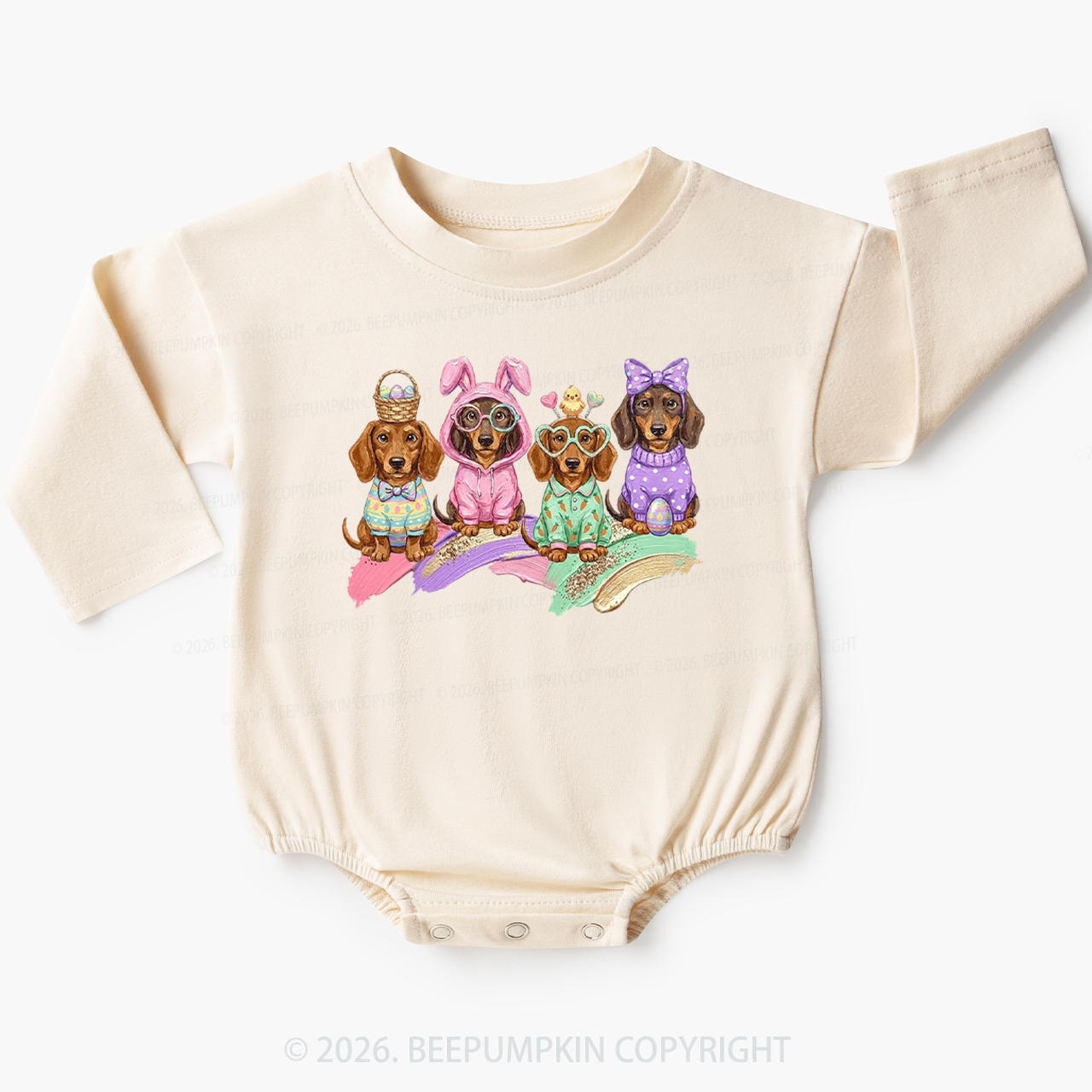 Easter Dog Cute Dachshund Baby Bubble Romper