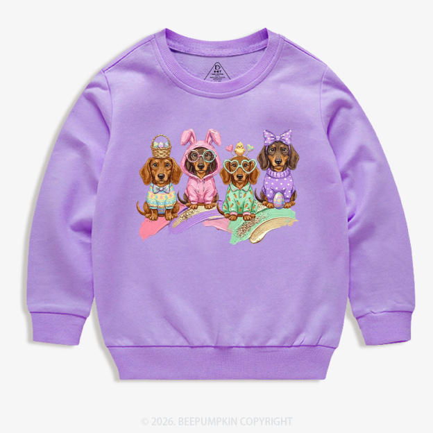 Easter Dog Cute Dachshund Kid's Sweatshirt