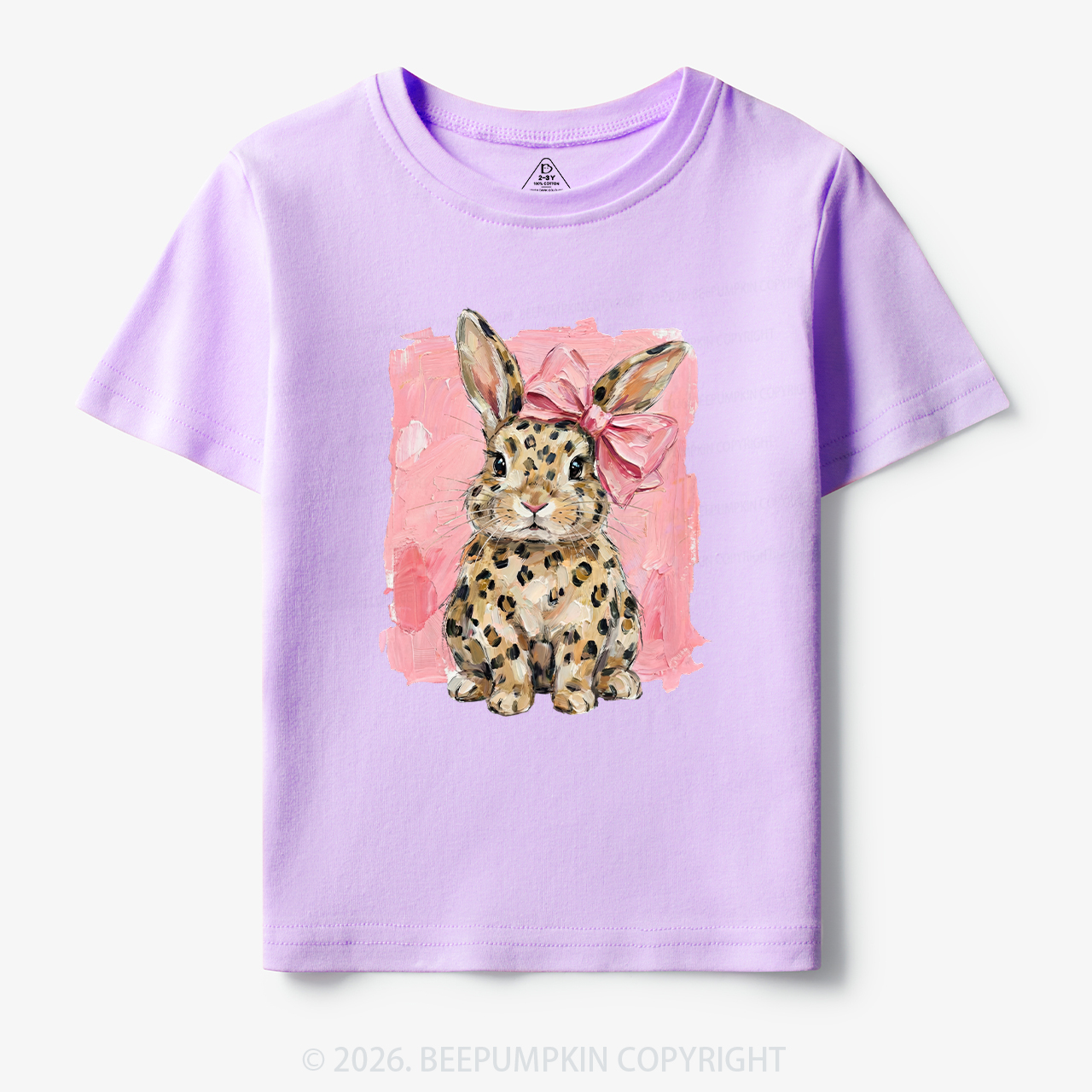 Oil Paint Leopard & Pink Bow Coquette Bunny Toddler&Kid's Tees