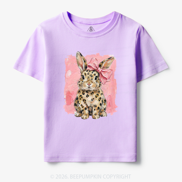 Oil Paint Leopard & Pink Bow Coquette Bunny Toddler&Kid's Tees