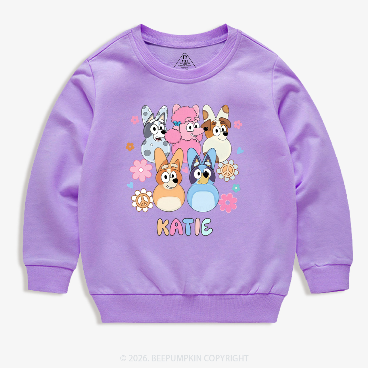 Personalized Cartoon Dog Easter Kid's Sweatshirt
