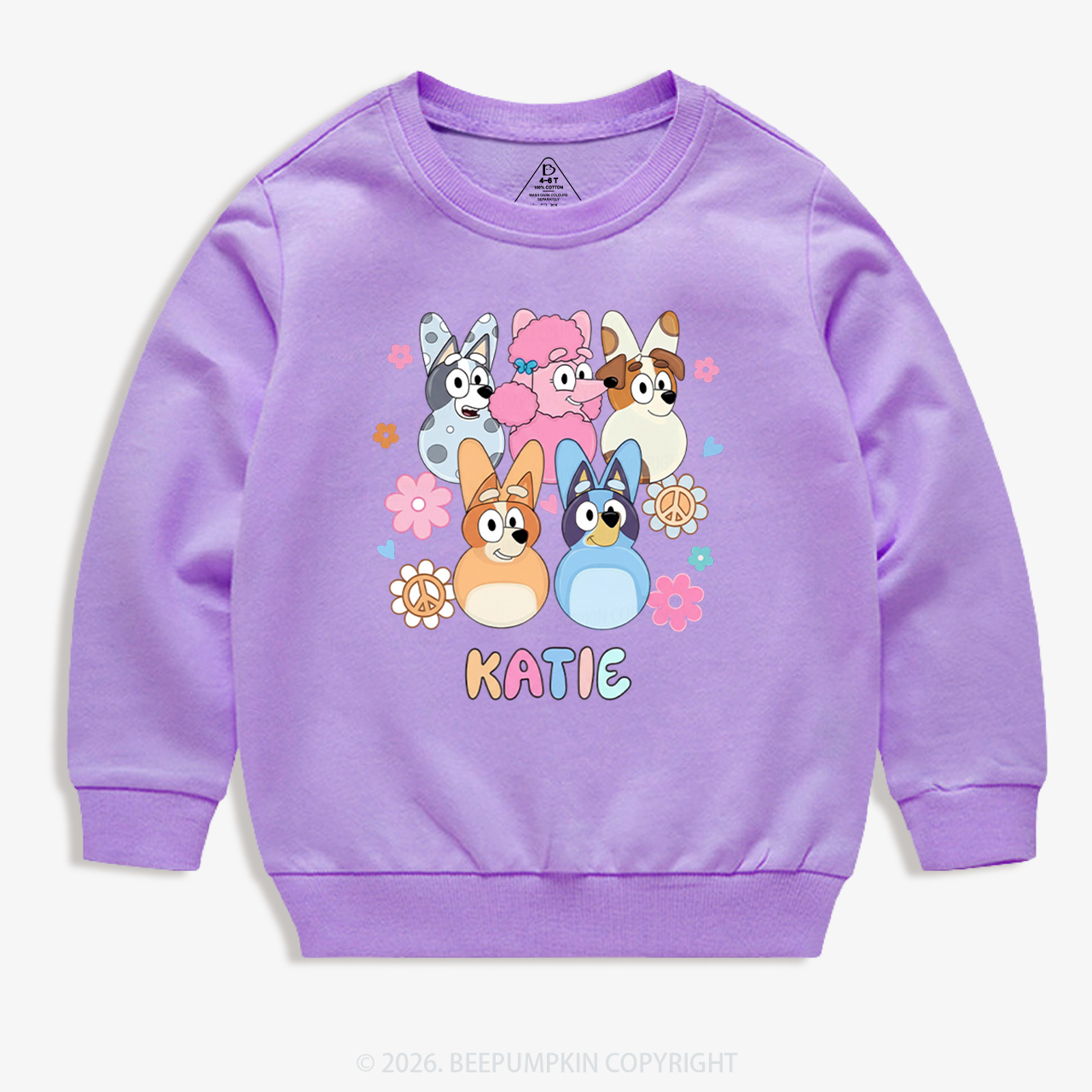Personalized Cartoon Dog Easter Kid's Sweatshirt