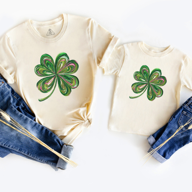 Lucky Shamrock Saint Patrick's Party Mom&Me Matching T-Shirts