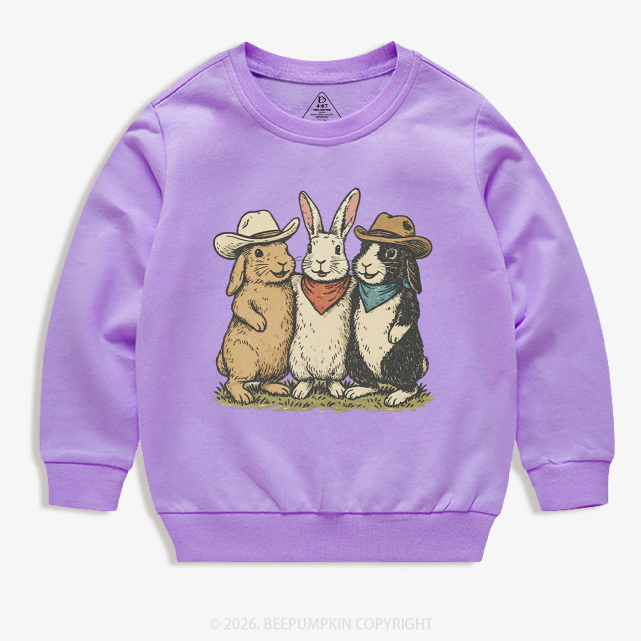 Western Bunnies Easter Kid's Sweatshirt