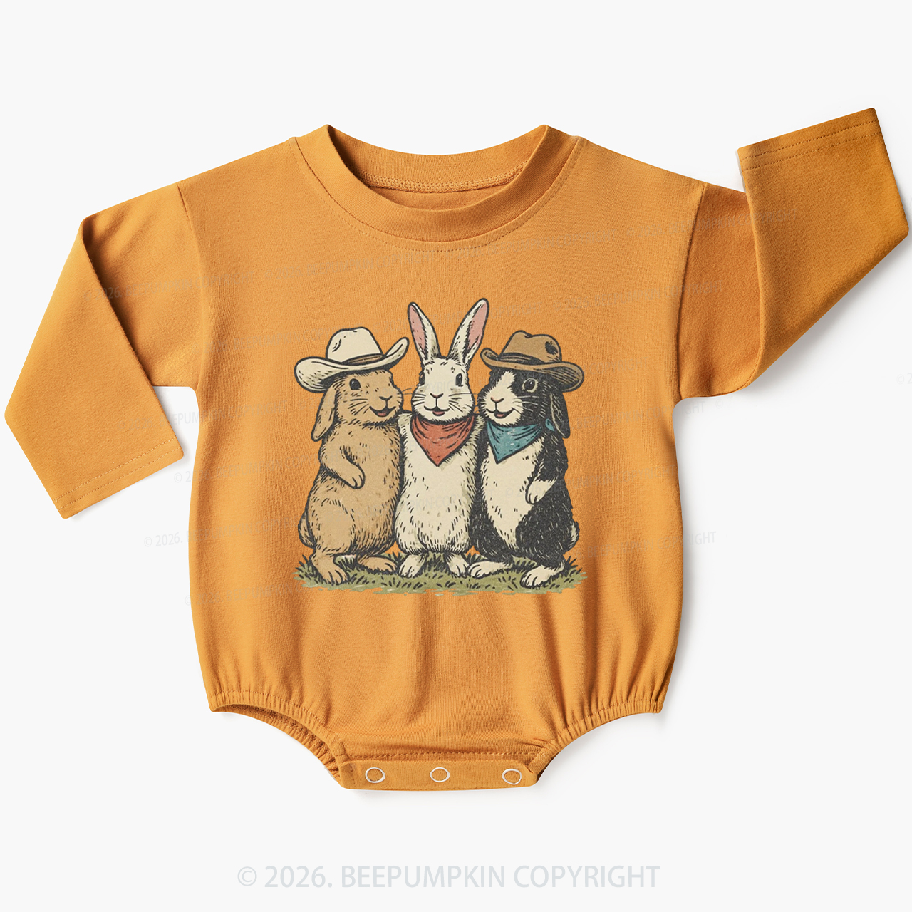 Western Bunnies Easter Baby Bubble Romper