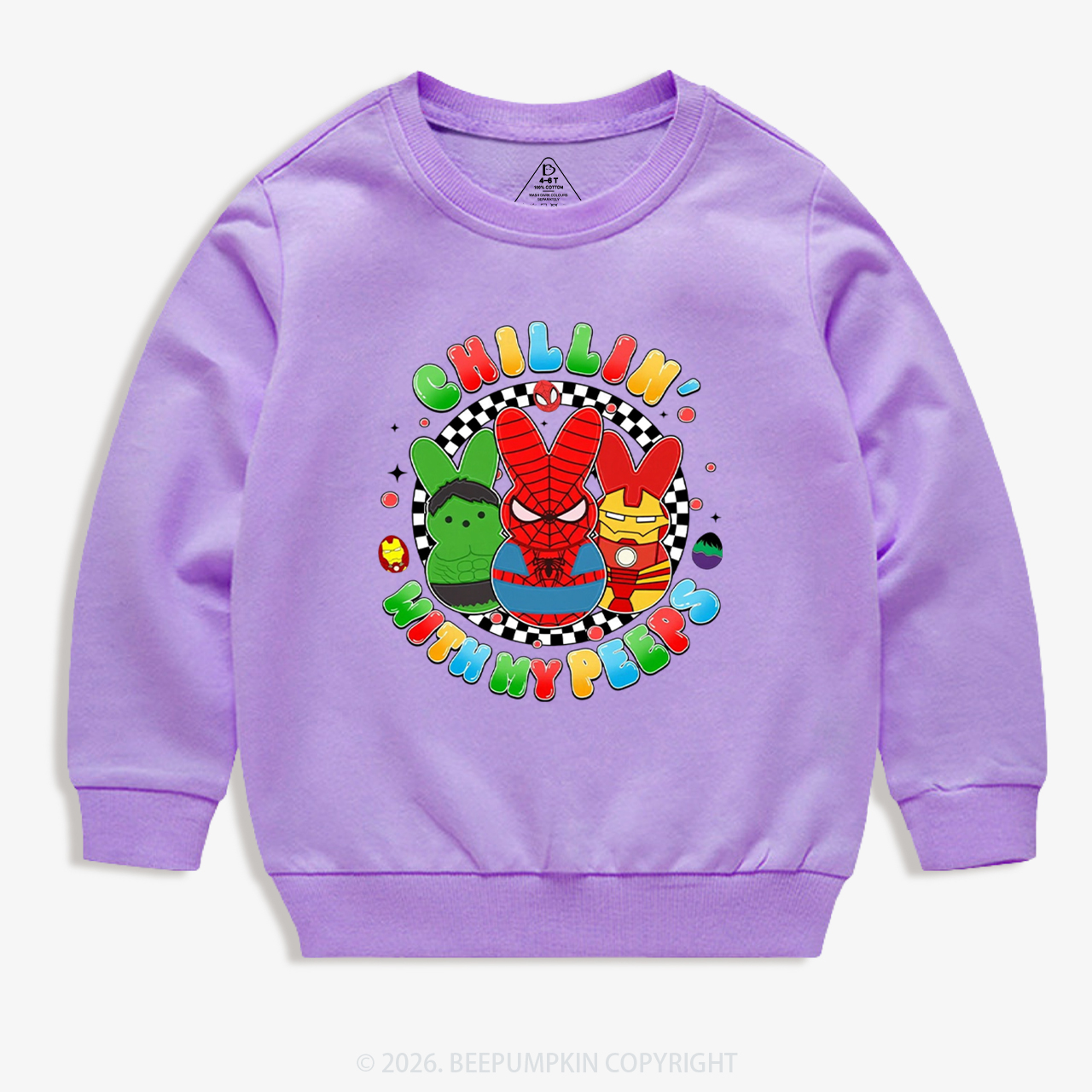 Cartoon Chillin With My Bunny Easter Kid's Sweatshirt