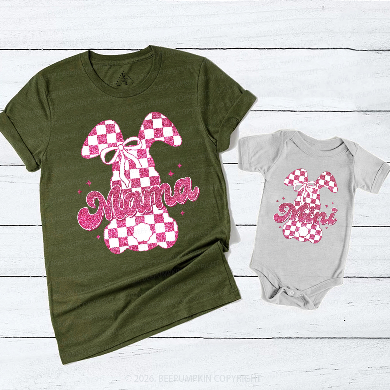 Glitter Easter Bunny Mama Mini Mom&Me Matching T-Shirts