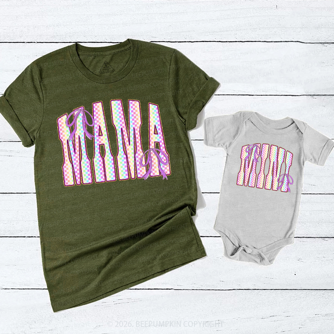 Mama and Mini Easter Coquette Bow Mom&Me Matching T-Shirts