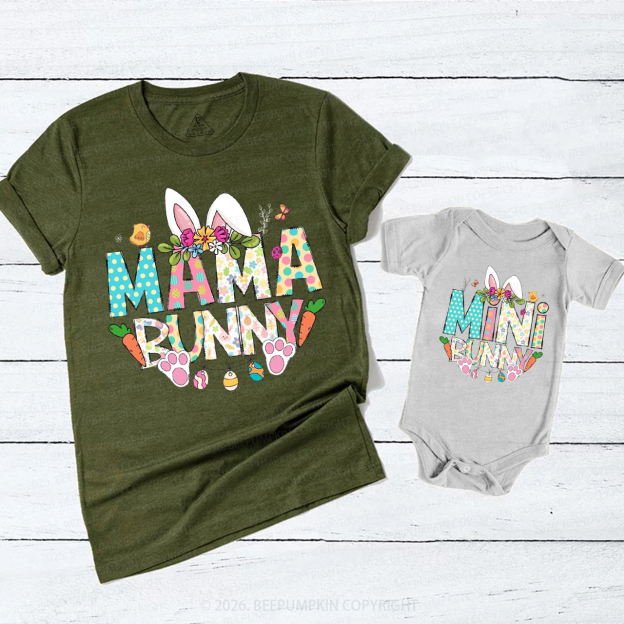 Easter Mama Mini Floral Spring Bunny Mom&Me Matching T-Shirts