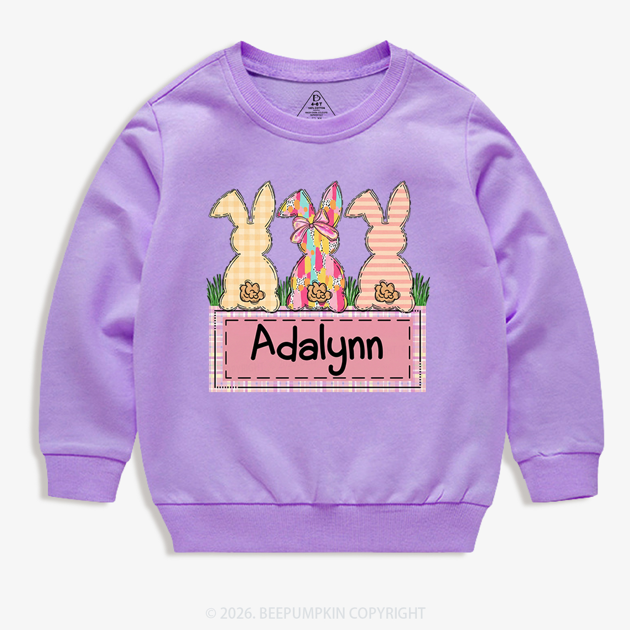 Personalized Name Retro Happy Easter Kid's Sweatshirt