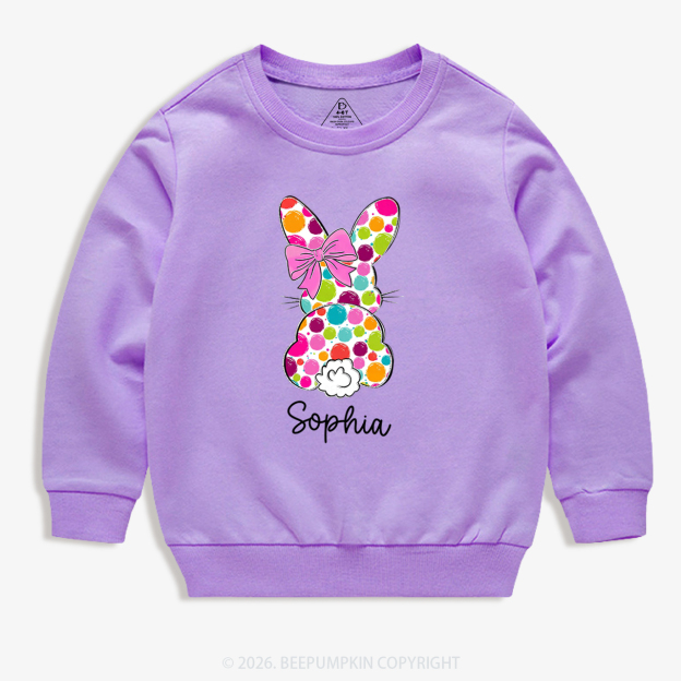 Personalized Name Easter Coquette Bow Bunny Kid's Sweatshirt