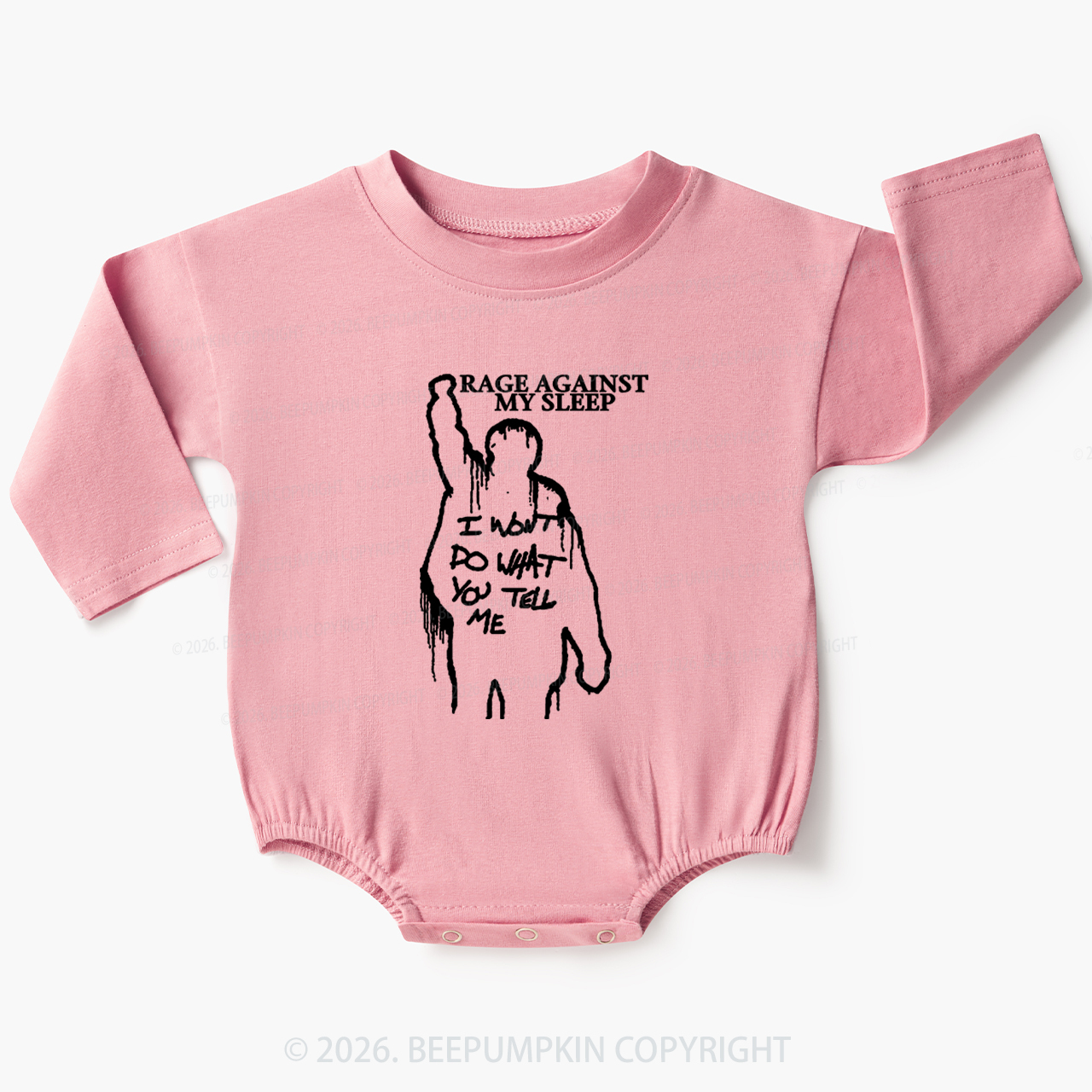 Rage Against My Sleep Baby Bubble Romper Beepumpkin 7