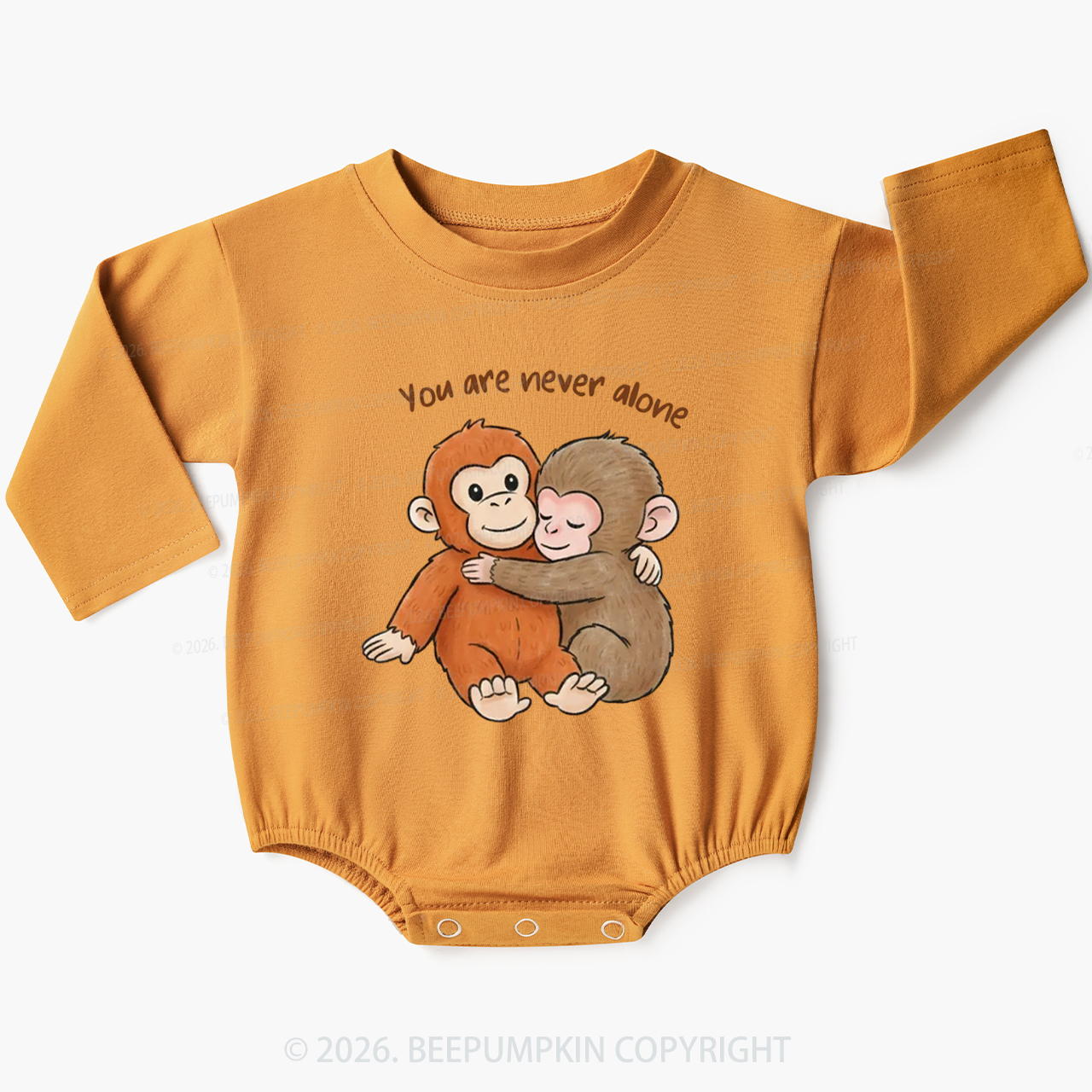 You Are Never Alone Punch Monkey Baby Bubble Romper