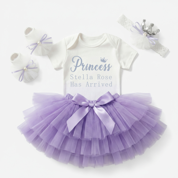 3 Pieces Personalized Baby Girl New Born Sets (Princess xxx Has Arrived)