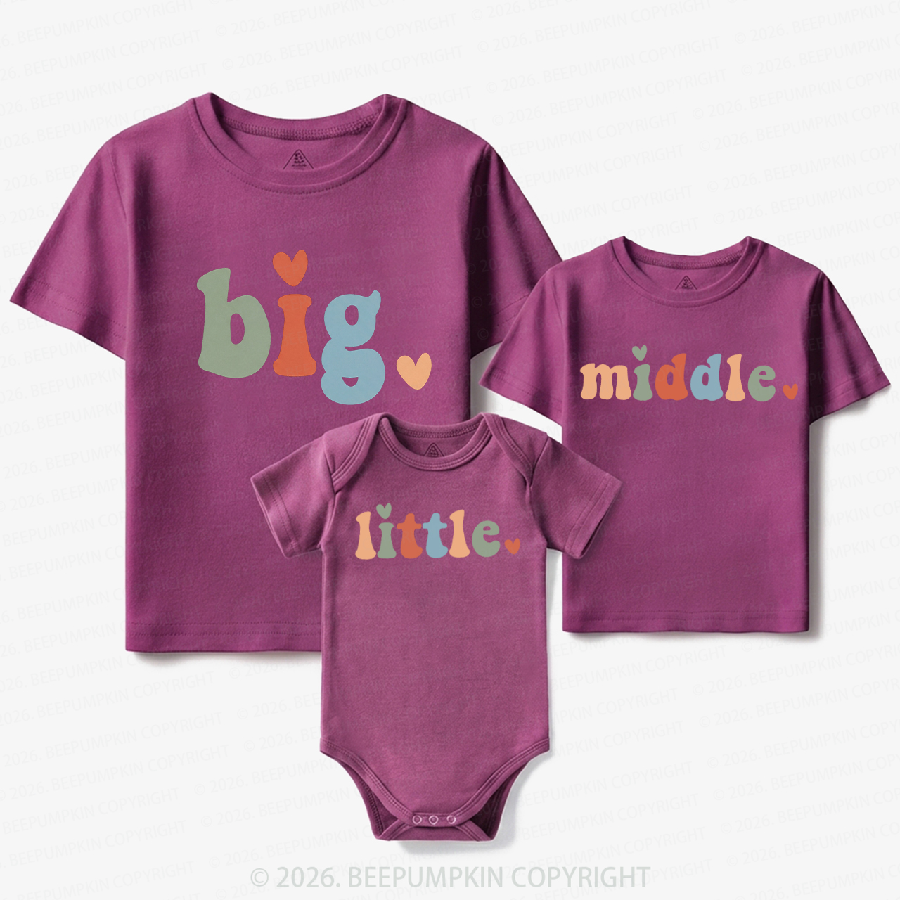 Big Middle Little Matching Tees For Siblings
