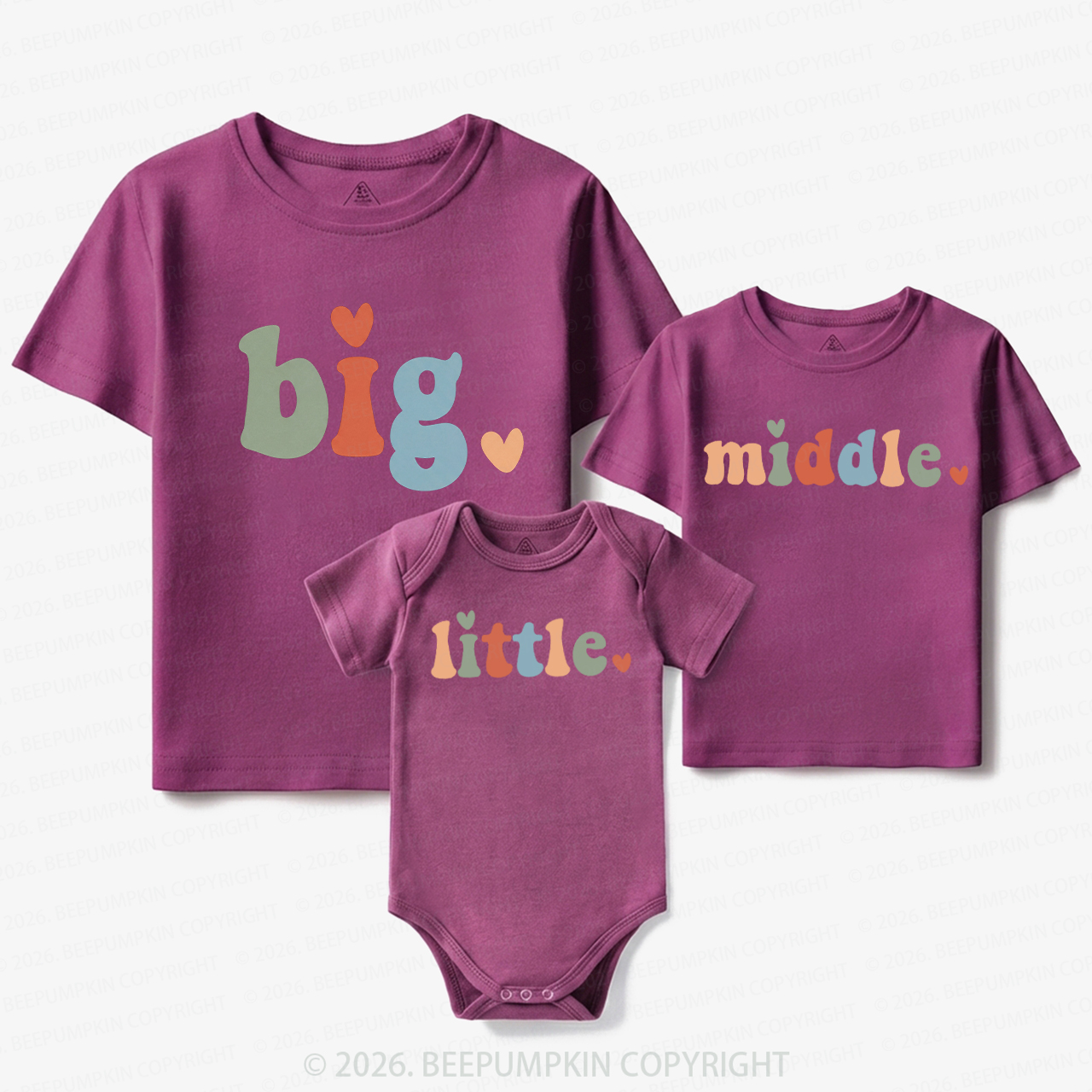 Big Middle Little Matching Tees For Siblings